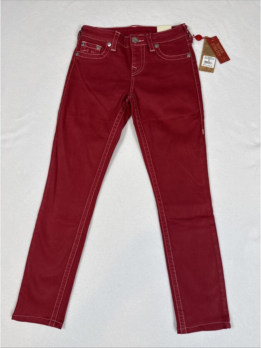 True Religion Section Skinny Ruby Red Women's Mid Rise Blue Denim Jeans Size 26